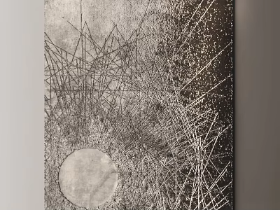 Modern Abstract Painting With Intersecting Lines Circular Shape And Monochrome Textured Background 3d model