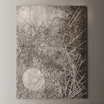 Modern Abstract Painting With Intersecting Lines Circular Shape And Monochrome Textured Background 3d model