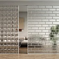 Modern glass brick glass brick partition 3d model