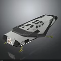 Futuristic Spacecraft With White And Gray Exterior Yellow Support Structures For Cosmic Exploration