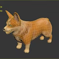 3D Rendered Orange Corgi Dog With Green Eyes On Dark Shiny Surface