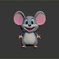 Cute Cartoon Mouse Character With Big Pink Ears Blue Eyes And Gray White Body