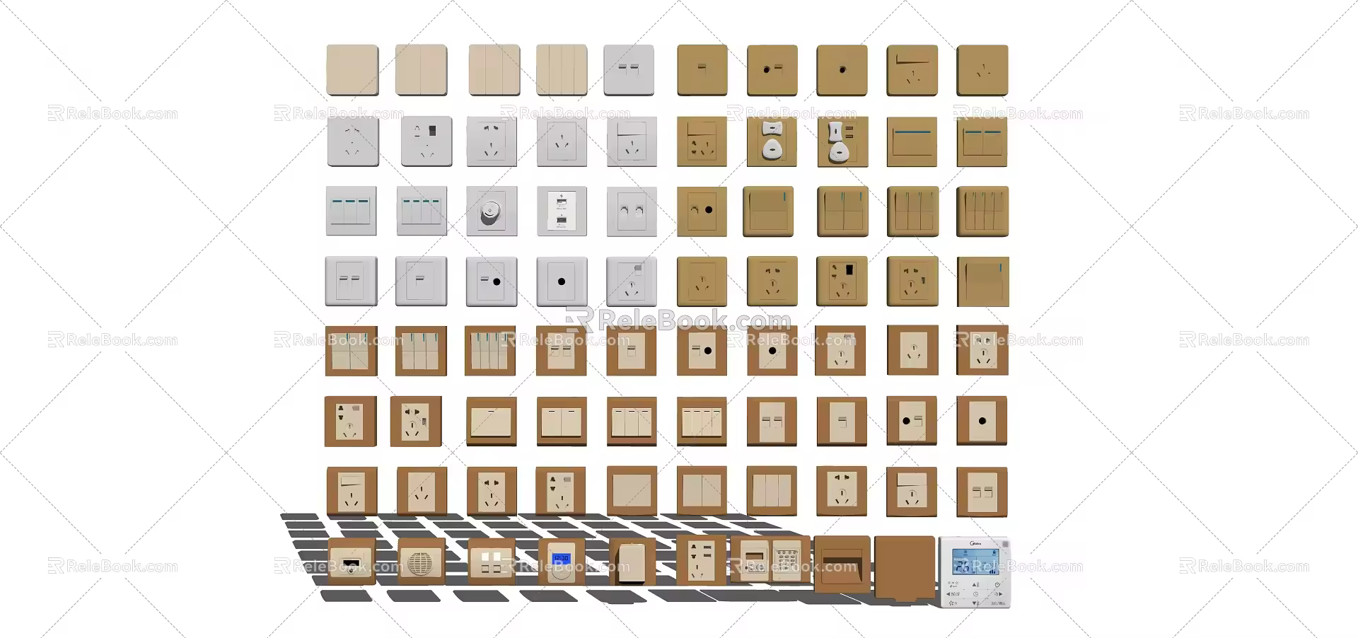 Modern switch hardware socket switch combination 3d model