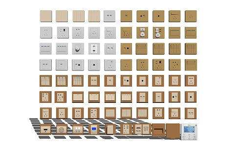 Modern switch hardware socket switch combination 3d model