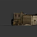 Ancient Weathered Building Structure With Ruined Stone Walls Porch Steps And Wooden Doors