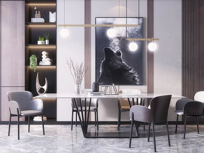 Modern Dining Table and Chair Combination 3d model Modern Dining Table and Chair Combination 3d model