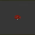 Red Trees Arranged From Small To Large With Gray Background And Ground Reflections 3d model