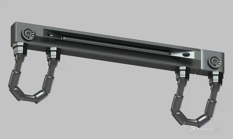 Industrial Black Metal Mechanical Component Design With Bracket And Connector Elements 3d model 