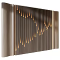 Elegant Modern Luxury Background Wall With Vertical Slats Design And Warm Embedded Lighting 3d model