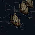 Traditional Sailing Ships Sailing On Vast Open Ocean With White Sails
