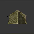 Yellow Canvas Tent With Triangular Roof And Support Ropes For Outdoor Use