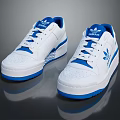 Stylish Adidas White And Blue Casual Sneakers With Perforated Design Blue Laces And Blue Sole