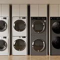 Modern Stackable Washer Dryer Units With Cabinet And Multiple Color Finishes 3d model