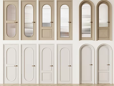 Various Hinged Doors With Glass Panels And Neutral Tones In Arched Rectangular Styles 3d model