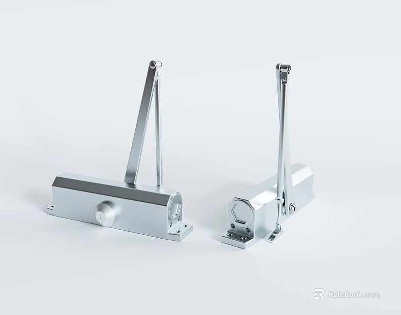 Silver Metal Door Closers With Modern Design For Home Hardware Use 3d model 