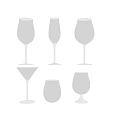 Transparent Glass Cups in Different Shapes Including Stemmed and Stemless Styles