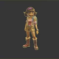 A Woman 3D Character Model With Short Purple Hair Pink Vest Shorts And Pink Boots