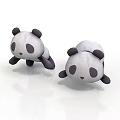 Cute 3D Panda Plush Toys With Black Ears And White Bodies On White Surface