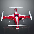 Red And White Drone With Four Propellers And Modern Design 3d model