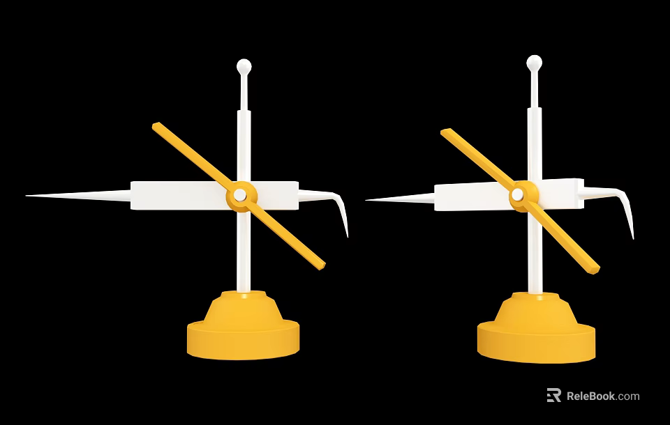 Pair of Professional Hardware Compasses with Yellow Base and White Adjustable Arms 3d model 
