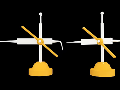 Pair of Professional Hardware Compasses with Yellow Base and White Adjustable Arms 3d model