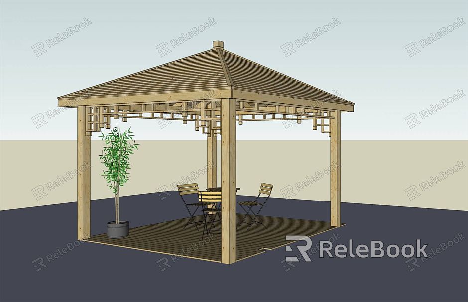 New Chinese Style Pavilion Wooden Pavilion model