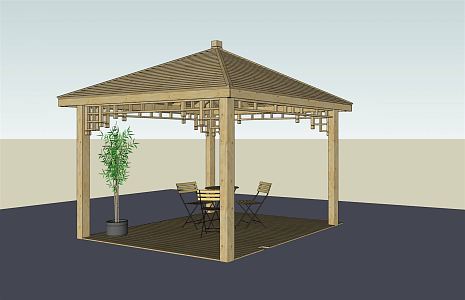 New Chinese Style Pavilion Wooden Pavilion 3d model