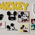 Mickey Mouse Wall Decor With Yellow Letters Pixel Art Gesture And Framed Prints 3d model