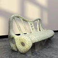 Modern Outdoor Bench Featuring Concrete Material Curved Design and Hollow Details for Patio Garden Use