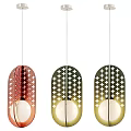 Modern Colorful Pendant Lights With Hollow Cross Patterns Oval Red Green Gold And White Bulbs