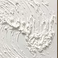 White Textured Abstract Painting With Wavy Impasto Brushstrokes On Canvas