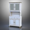 White Entryway Console Side Cabinet With Glass Doors And Storage Drawers