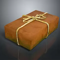 Brown Wrapped Package With Yellow String Bow And Textured Paper 3d model