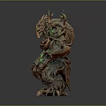 Mythical Tree Creature With Root Like Body Glowing Green Elements And Claws