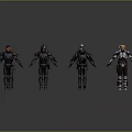 Multiple Sci Fi Warrior Characters With Diverse Armored Suits And Varied Poses 3d model