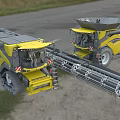 Modern Yellow Combine Harvesters With Large Header For Efficient Crop Harvesting 3d model