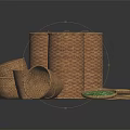 Household Wicker Storage Containers with Various Sizes Shapes and Green Tea