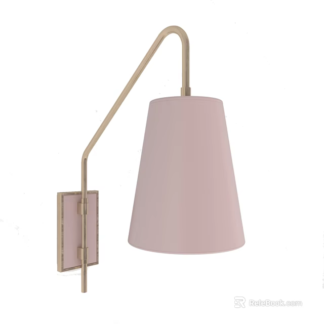 Modern Wall Lamp With Pink Lampshade And Metal Arm Design 3d model 