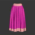 Bright Pink Flowy Skirt Featuring Pink Waistband And Flared Hem Design