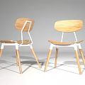 Modern Two Different Wooden Dining Chairs Featuring Light And Dark Wood Frames 3d model