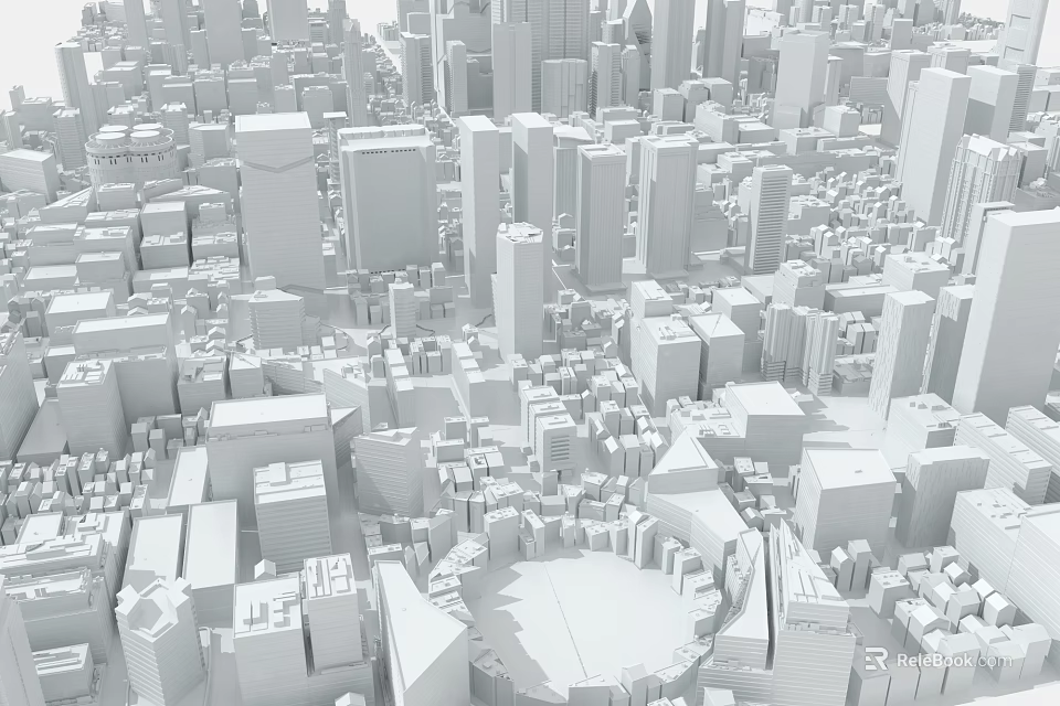 Detailed 3D City Model Featuring Modern Skyscrapers And Urban Buildings 3d model 