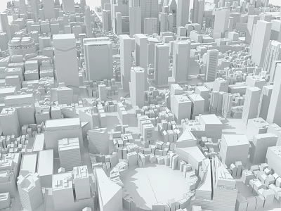 Detailed 3D City Model Featuring Modern Skyscrapers And Urban Buildings 3d model