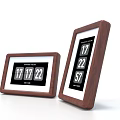 Two Wooden Photo Frames With Brown Border And Digital Number