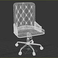 Gray Tufted Office Chair With Diamond Pattern Armrests And Black Casters