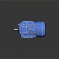Blue Industrial Electric Motor With Metal Casing Base And Cooling Fins
