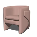 Modern Light Pink Upholstered Accent Chair With Curved Backrest And Unique Armrest Design