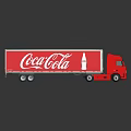 Red Coca-Cola Truck Model with Logo and Bottle Design on Reflective Surface 3d model