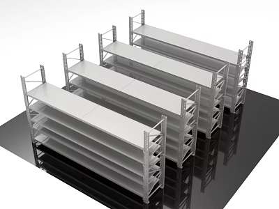 White Multi Tier Display Shelves With Metal Frame For Retail Storage And 3d model
