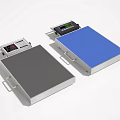 Digital Platform Scales With Gray And Blue Surfaces And Electronic Displays 3d model