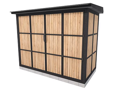 Double Barn Door With Vertical Wooden Slats Black Frame And Gray Bottom Trim 3d model